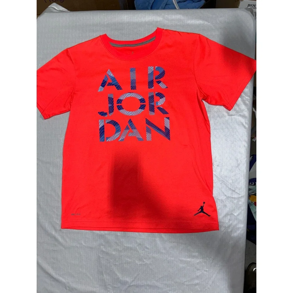 Nike‎ Air Jordan Boys Dri-FIT T-Shirt Neon Orange Infrared Graphic Tee XL